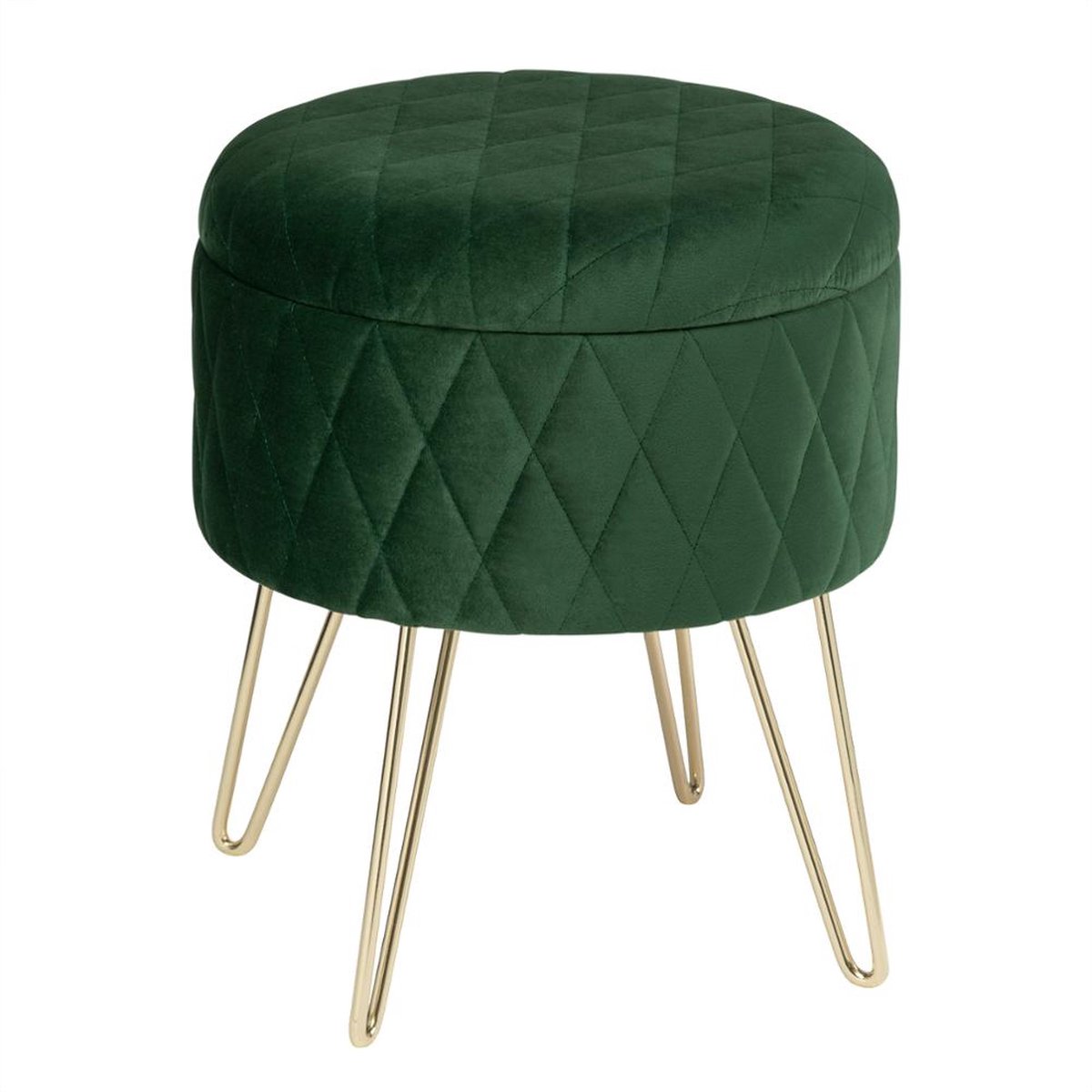 Poef - Rond - Met Opbergruimte - Voetsteun Voor Binnen - Hocker of Voetenbankje - Ergonomisch Ontworpen Poef - Ultra Comfortabel & Duurzaam Poef - Diep Groen
