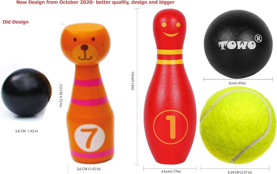 Woet® Jouet Bowling en Bois pour Enfants – Set avec 6 Quilles Animaux et 2 Boules – Jeu Intérieur Coloré pour Développement de la Motricité – À Partir de 3 Ans Woet® Jouet Bowling en Bois pour Enfants – Set avec 6 Quilles Animaux et 2 Boules – Jeu Intérieur Coloré pour Développement de la Motricité – À Partir de 3 Ans