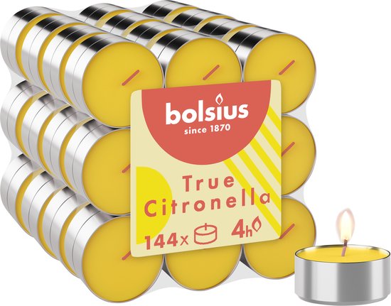 Bolsius - 144 Geurtheelichten - Waxinelichtjes - Citronella - Buitenkaars