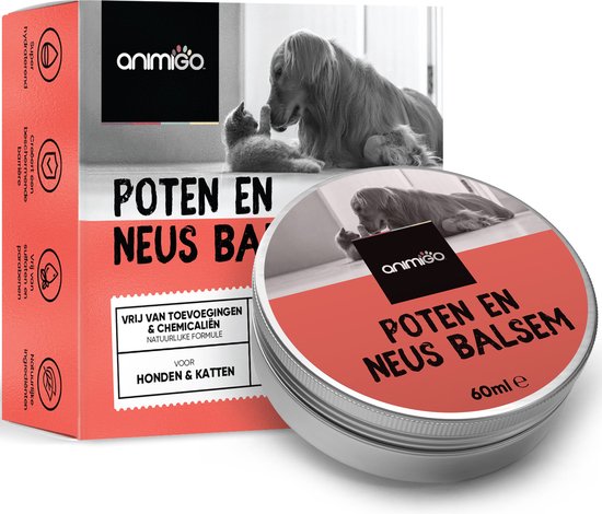 Foto: Animigo neus potenbalsem voor honden en katten bij droge neus en gebarsten poten pootverzorging en neusverzorging voor huisdieren neus en hondenpoten bescherming tegen alle soorten omstandigheden paw balm met natuurlijke ingredi nten