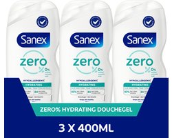 Sanex Zero% Hypoallergenic Hydrating Douchegel - 3 x 400ml