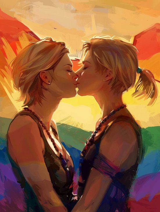 Foto: Set van 3 lesbische romantische posters prachtig en leuk cadeau voor o a lesbische en bi vrouwen prijs is inclusief verzendkosten the lesbian kiss set van 3 queer posters gay pride posters lgbtqia queer cadeau gadget fun gift 