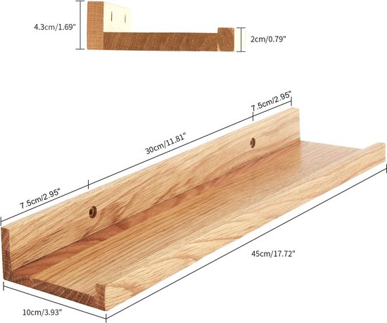Massief eiken hout drijvende plank muur, creatieve U-vormige plank ...