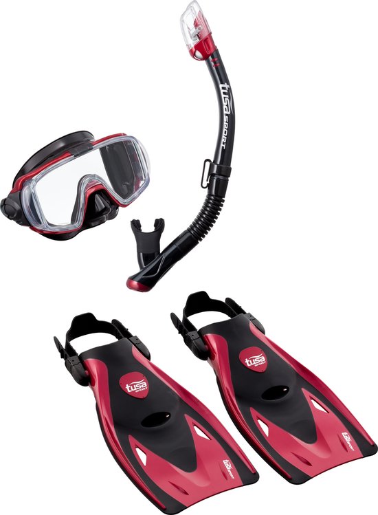 Foto: Tusa visio tri ex travel snorkelset rood m 36 42