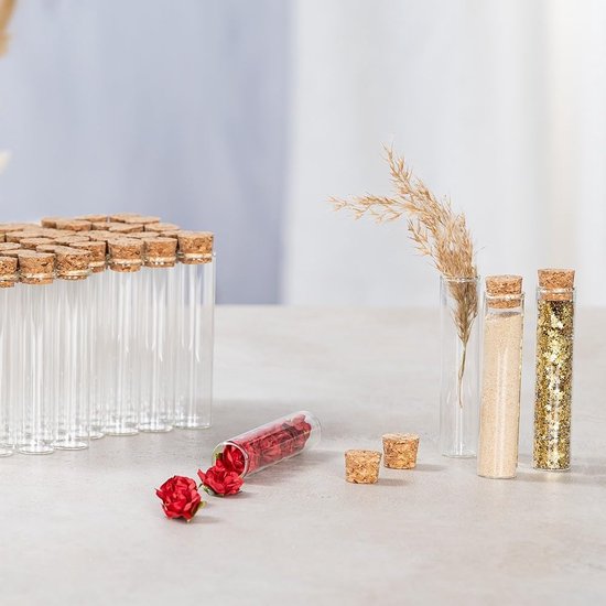 Tuuters Kunststof Reageerbuisjes Met Natuurkurk, 100 Mm X 16 Mm