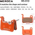 Oranje "MEROCA" remblokken, afmetingen 32.5mm x 27mm x 13.7mm.