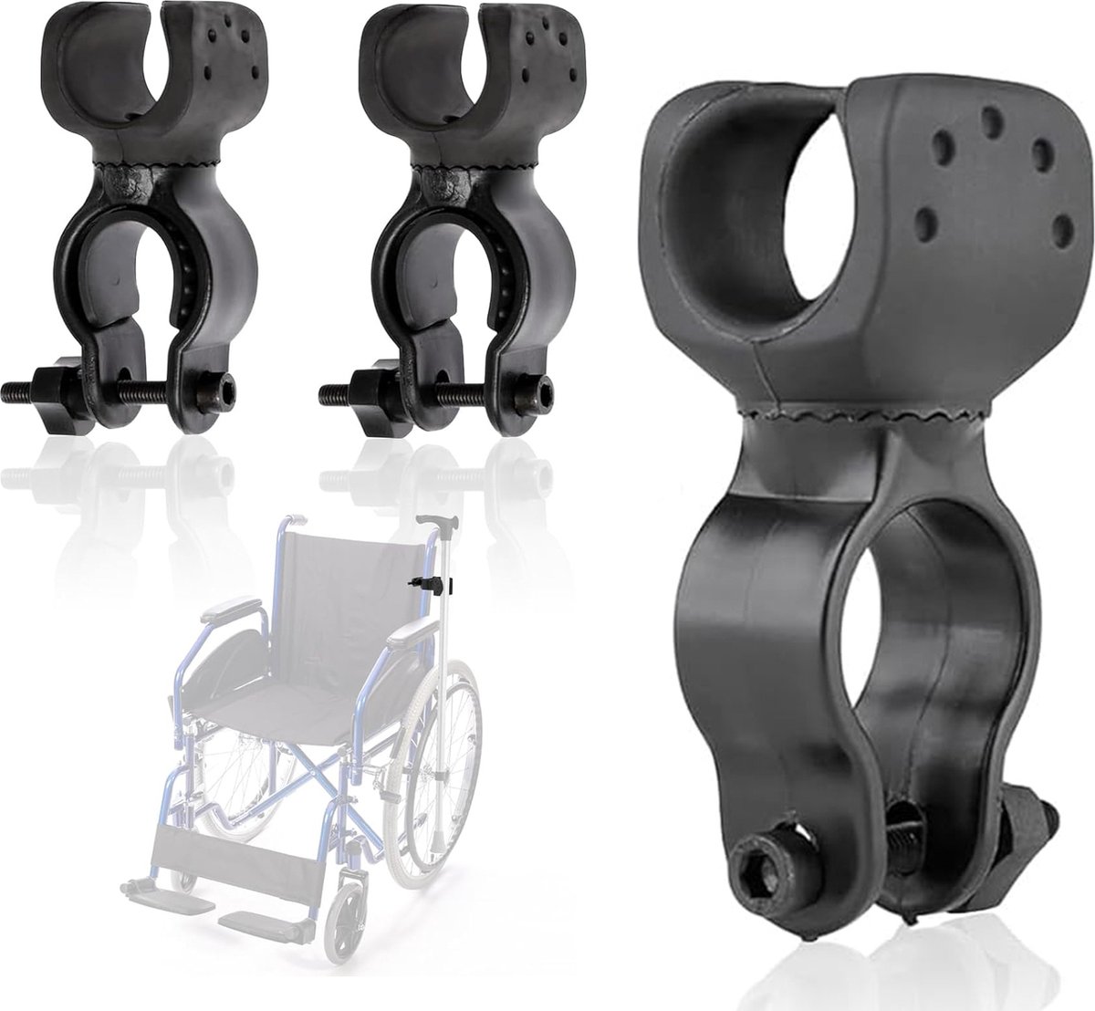 Krukhouder - Voor rolstoel, fiets en krukken - 360° rotatie - 3 stuks | bol