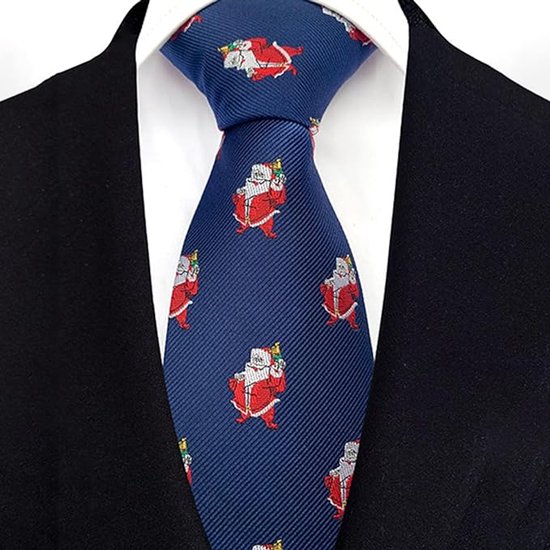 Cravate Sorprese - Cravate de Noël - 100% Soie - Blauw - Cravattes - Cadeau