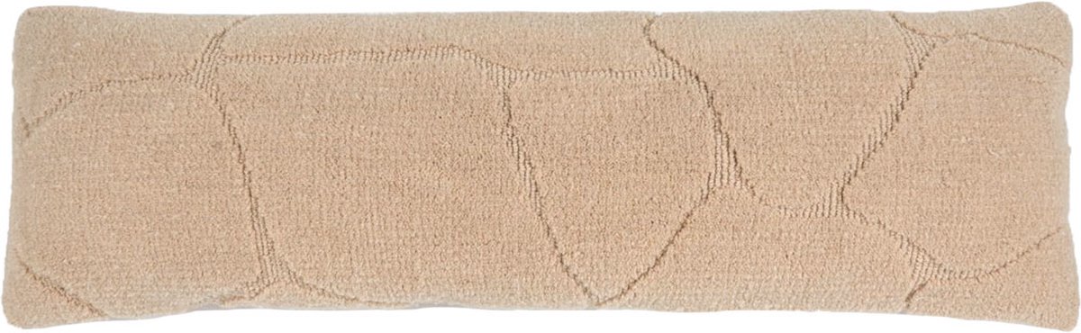 Veer Carpets Kussen Navi Brown 30 x 100 cm - Luxe Langwerpig Wollen Sierkussen met Organisch Patroon Bruin
