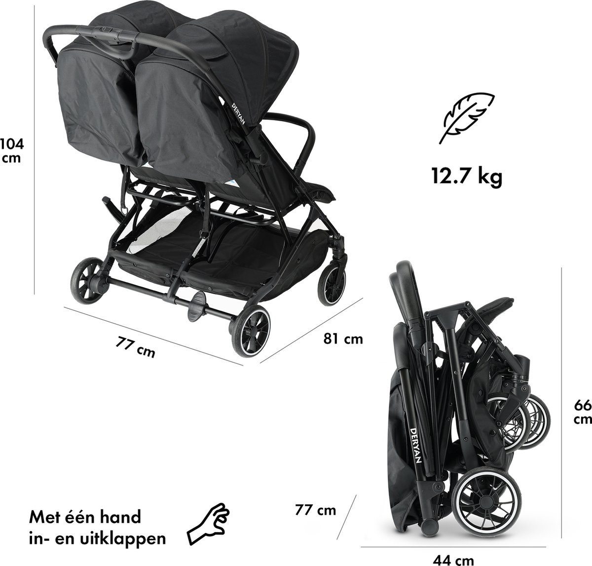 Deryan Rolo X2 Duo Buggy - 2-persoons compact plooimodel thumbnail 6