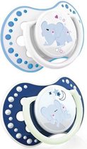 Sucettes Lovi Elephant Night&Day pour garçon 2 pcs. ensemble, 3-6 paniers