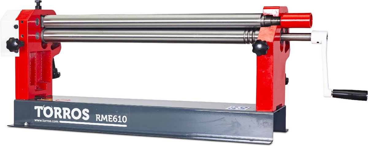 Manuele plaatwals 3 rollen werkbreedte 610 mm plaatdiktes tot 0,8 mm in staal Torros RME610