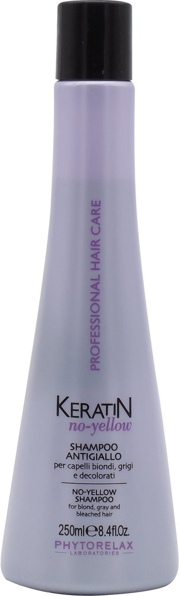 Phytorelax Keratin No-Yellow Shampoo – Keratine Zilvershampoo voor Blond, Grijs of Gebleekt Haar – 250ml