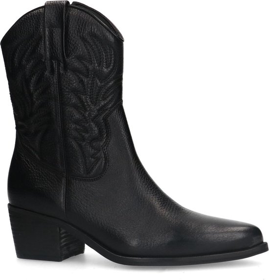 Manfield Dames Zwarte leren cowboy laarzen Maat 36 bol
