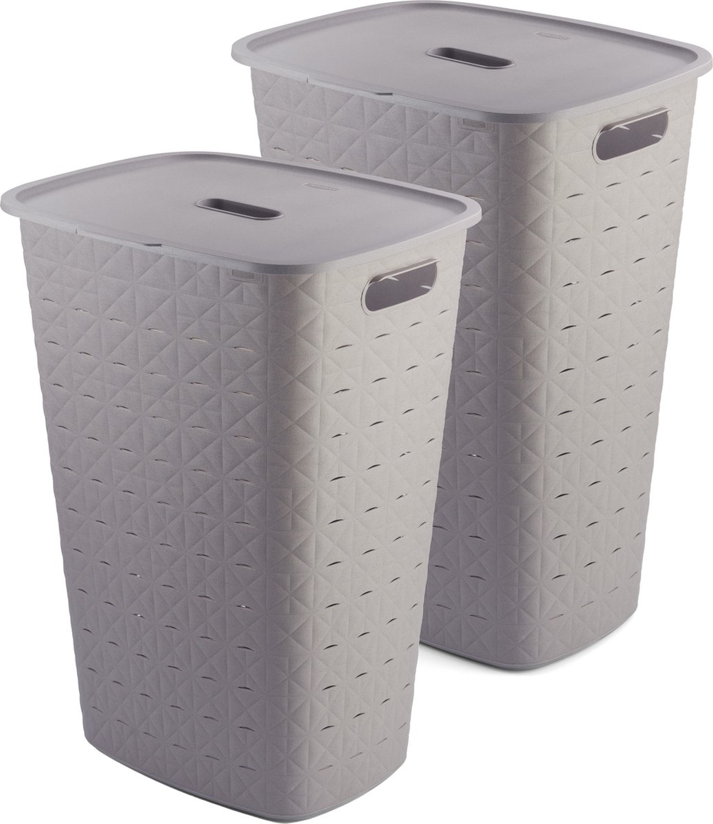 Goedkoopste Curver Softex Wasmand met Deksel 56L - 2 stuks - Taupe
