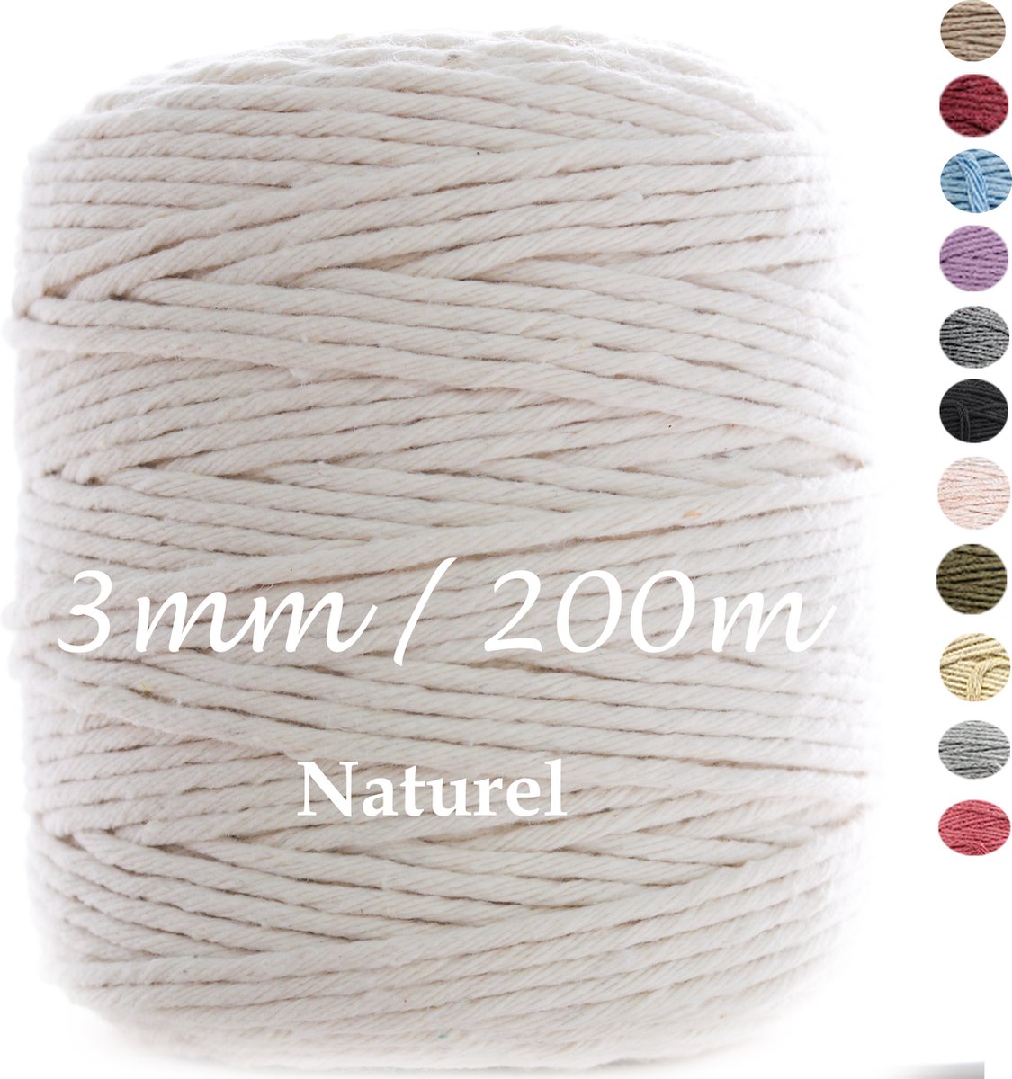 200 Meter 3mm Naturel macramé katoenen koord Macrame Touw - FENSILO