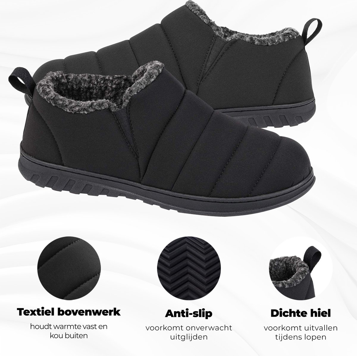 Pantoffels Heren - Sloffen - Zwart - Anti-slip - Maat 44/45 - Comfeet — cadeau in Mode & Accessoires - foto 8