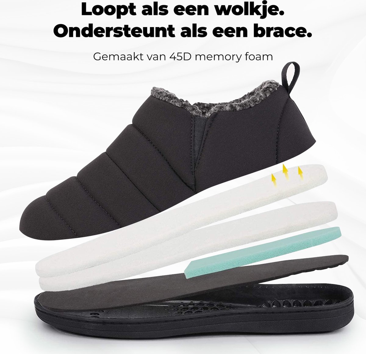 Pantoffels Heren - Sloffen - Zwart - Anti-slip - Maat 44/45 - Comfeet — cadeau in Mode & Accessoires - foto 3