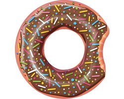 Opblaasbare Donut Zwemring - Chocolade Donut - Zwemband - Drijfband - Hoge Kwaliteit Vinyl - 107 cm - Blauw - Voor Op Het Water - In het Zwembad - Op Vakantie - Vanaf 12 Jaar