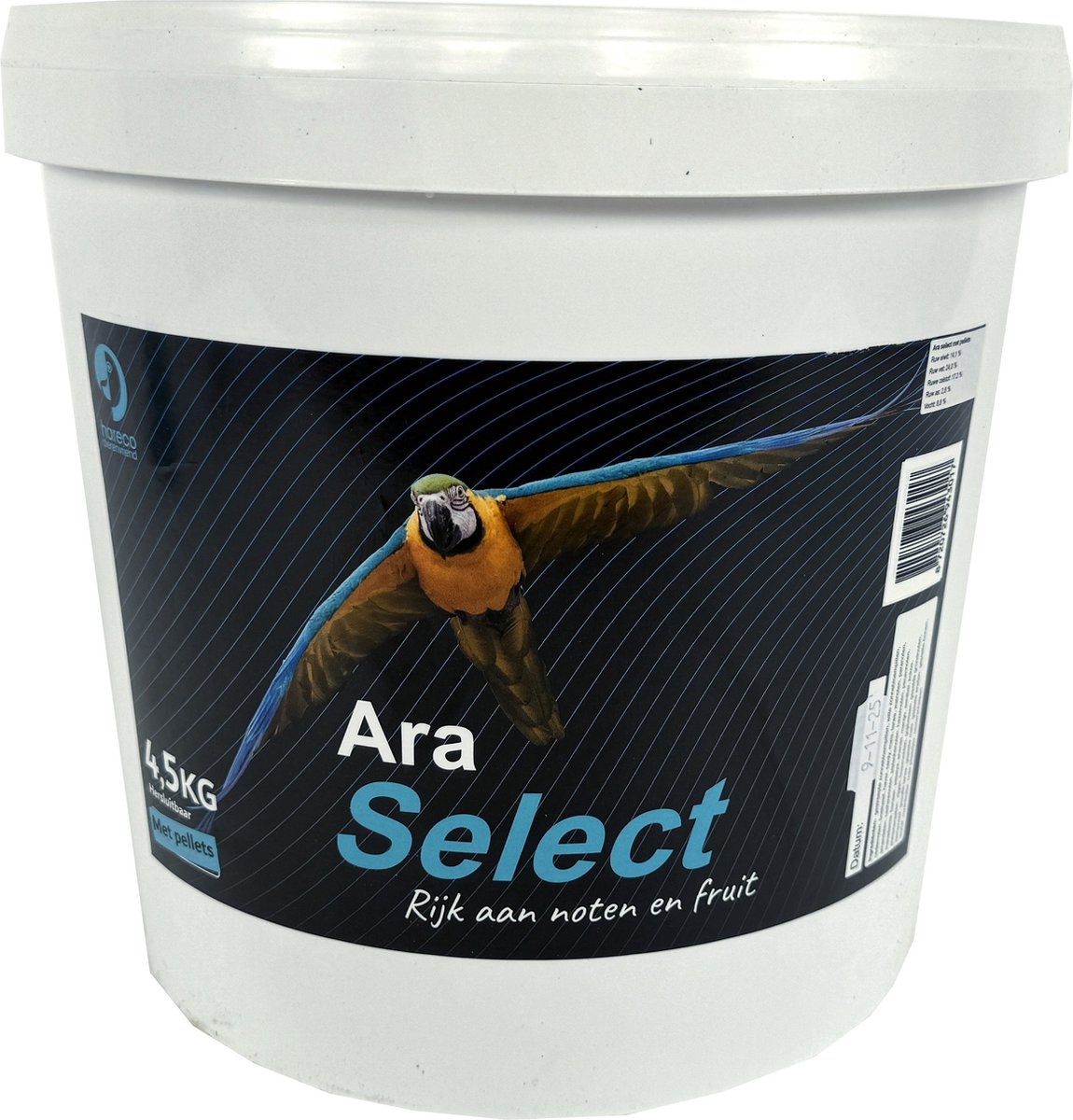 Hareco Ara Select Pellets 4.5kg - Voeding met Zaden, Pellets en Fruitblokjes - Premium Kromsnavels Voer