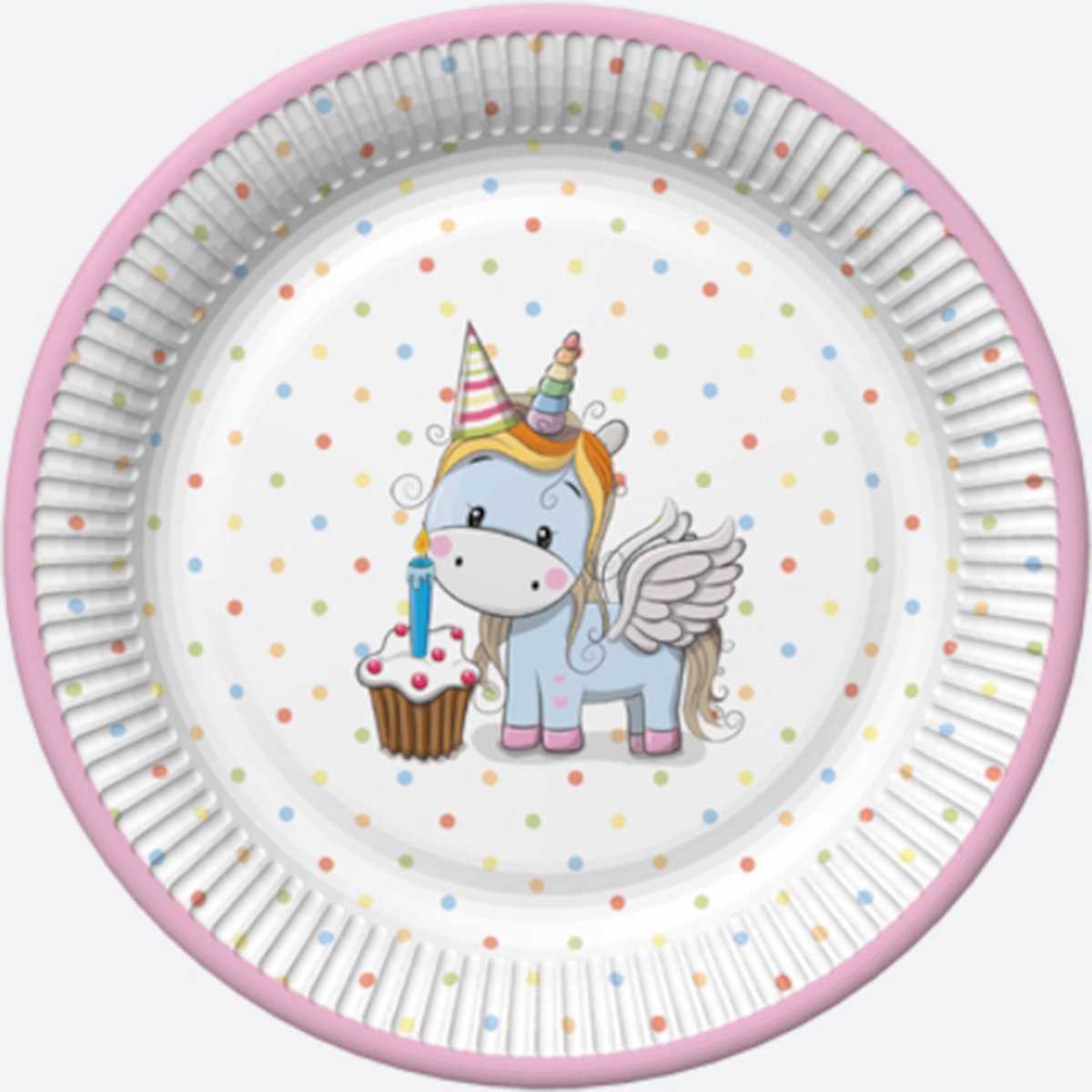 Daisy - Papieren bordjes 18 cm - Sweet Unicorn with Pastel Dots