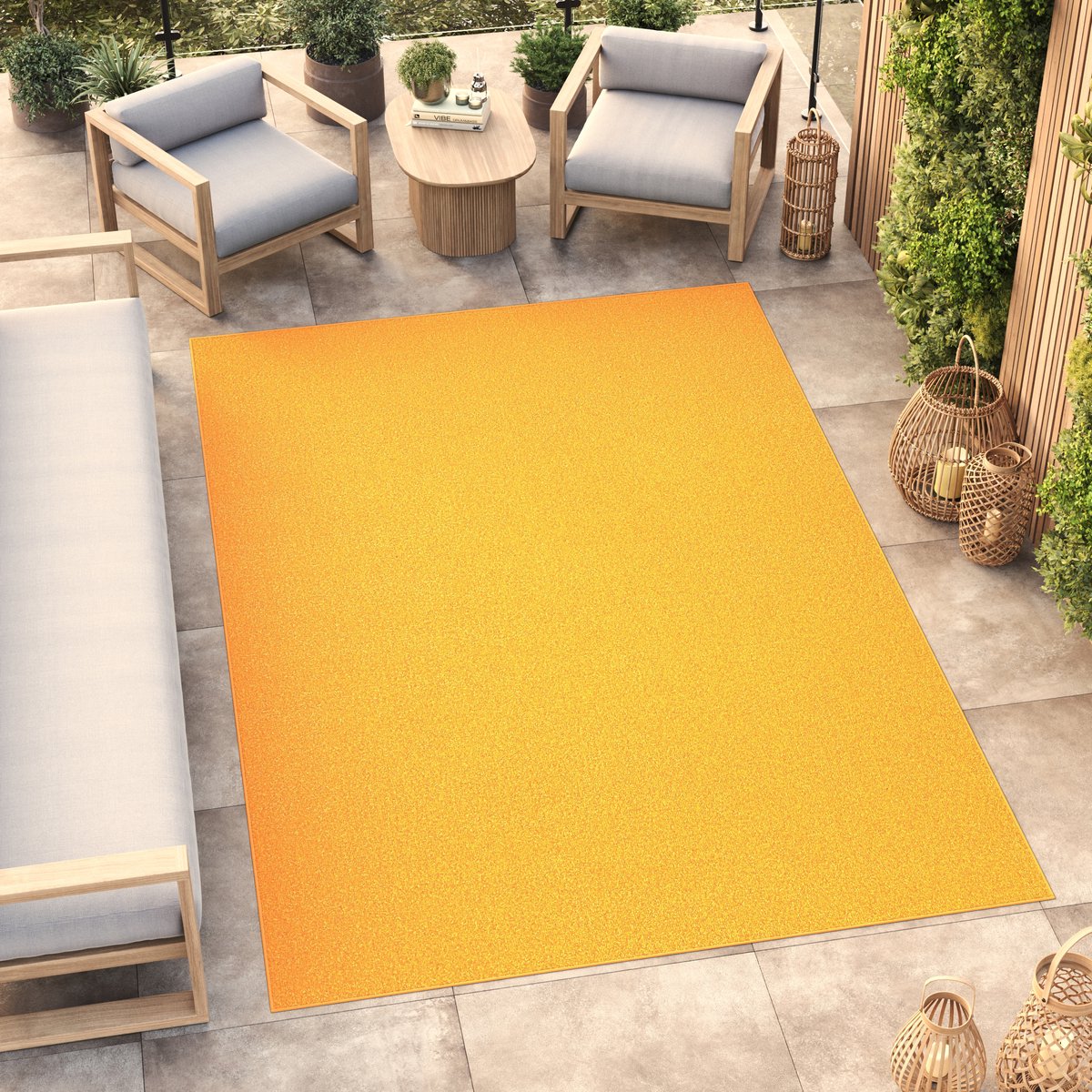 Tapiso Mono Vloerkleed Geel Binnen en Buiten Tapijt Maat- 300x400