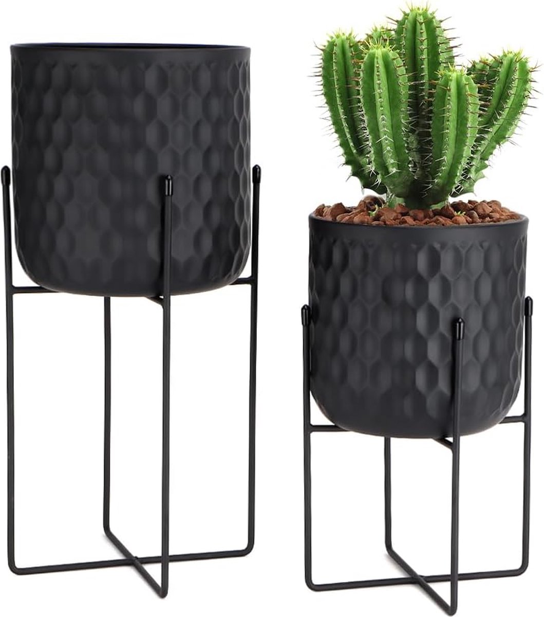 CUBIX DUO Pflanzenständer TTL HOME Blumenständer CUBIX DUO - 2er Set Metall Schwarz, 50 & 70 Cm Hoch - Moderner Pflanzenständer Für Innen & Außen Pflanzenständer Metall