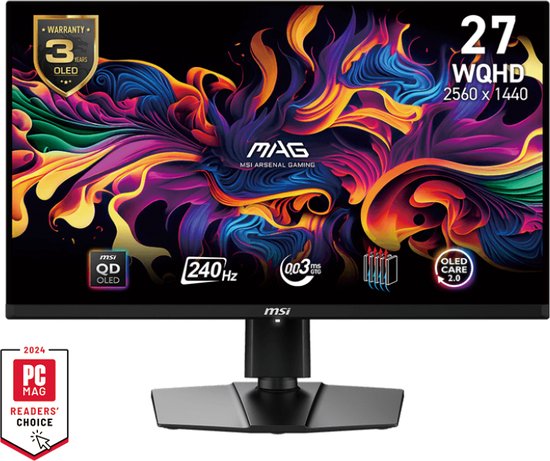 MSI MAG 271QPX QD-OLED E2 – QHD Gaming Monitor – 240hz – 27 inch