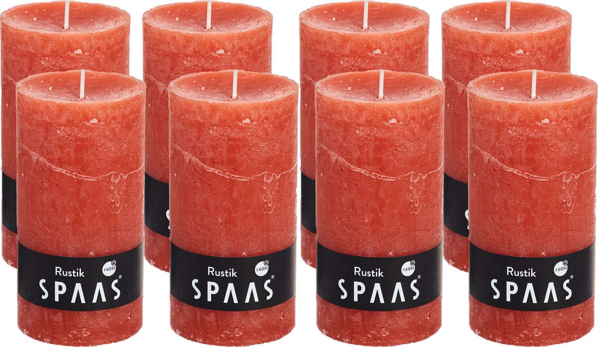 6 Bougies Pilier Spaas Noires - 68/130mm - Brûlée 60 Heures - Non Parfumées