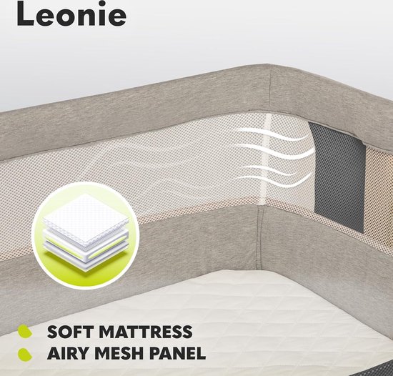 LIONELO Leonie bijzetbed baby schommelfunctie 5-traps hoogteverstelling