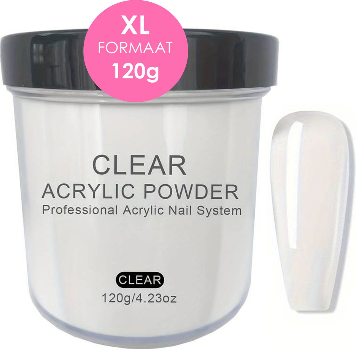 Goedkoopste Acryl Poeder - Acryl Nagel Poeder - Clear - XL Pot - 120 gram - Salon Kwaliteit - Kunstnagel Poeder - Harsnagels - Transparant - Acryl Nagels