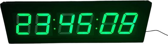 Grande horloge murale numérique professionnelle XXL verte (boîtier en aluminium)