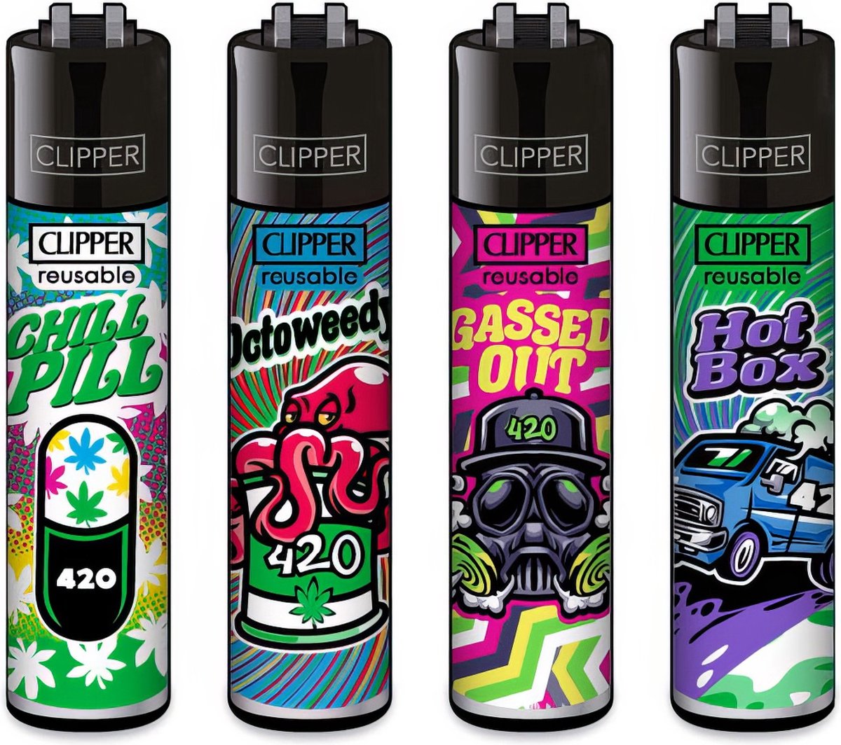 Goedkoopste Clipper Classic Large Aanstekers 420 Cannabis Mix 6 (4 Stuks
