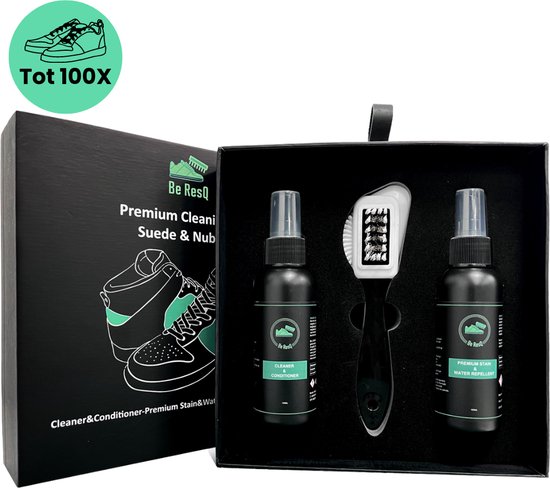Be ResQ - Premium Suede Cleaning Kit - Suede Schoenverzorging - Sneaker Cleaner - Sneaker Spray & Suede Borstel - Schoenen Schoonmaak Set - Sneaker Cleaning Kit - Sneaker Reiniger