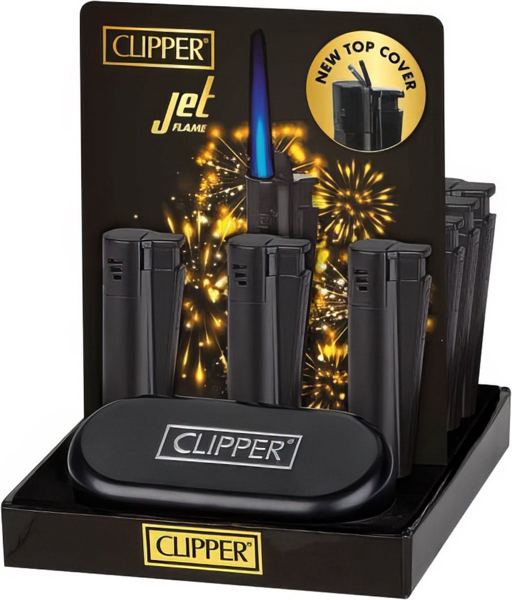 Clipper Large Metal JetFlame aansteker - Mat Black + Giftbox
