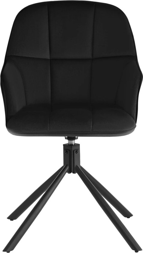 Eetkamerstoelen Set van 4 Zwart Linnen Bekleding met Houten Poten ML-Design Eetkamerstoelen Set van 4 Zwart Linnen Bekleding met Houten Poten ML-Design