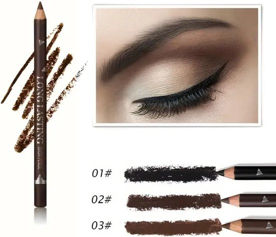 Foto: Oogpotlood lichtbruin waterproof zweetbestendig eyeliner en wenkbrauwpotlood kleur 003 brown long lasting oogmake up