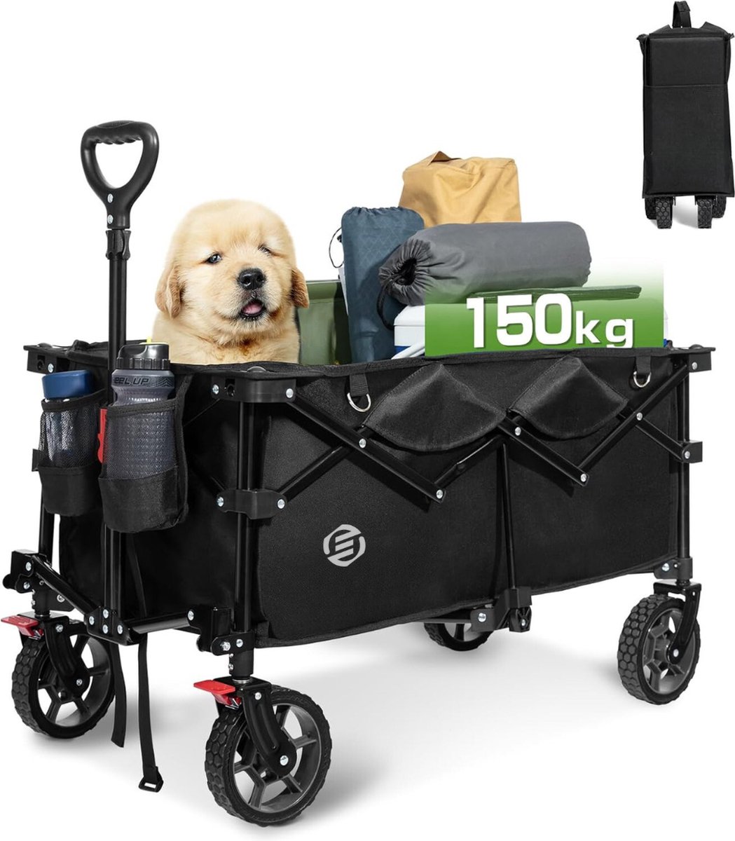 Equivera Bolderkar - Opvouwbare Bolderkar - Bolderwagen - Draaibare Wielen - Meerdere Standen - Strandkar