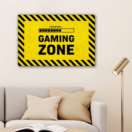 Tableau sur toile Gaming - Citations - Zone - 90x60 cm - Décoration murale - Cadeau Saint Valentin pour lui