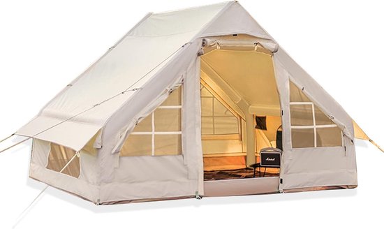 Kibus Opblaasbare Tent - Tot 4 personen - 300x210x200cm - Beige - Waterdicht - Camping, Tuin, Glamping