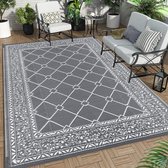 Outsunny waterdicht buitentapijt, bladpatroon, 182 x 274 cm, grijs/wit