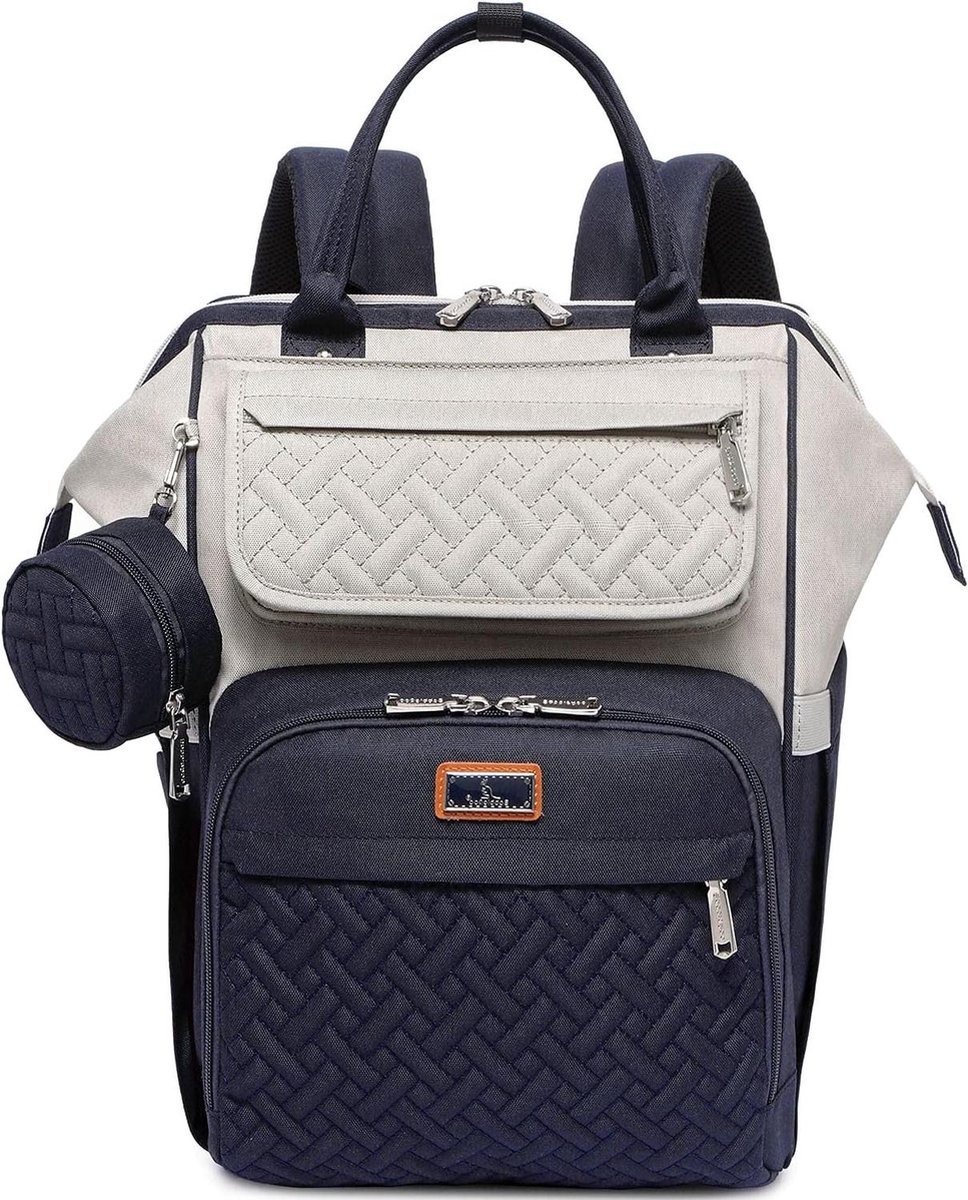 Grote multifunctionele luierrugzak met verschoningsmat - grijs en blauw