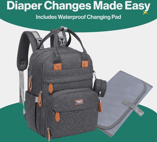 Luiertas Rugzak - BabbleRoo Luierzakken met Luiermat - Baby Essentials van BabbleRoo — afbeelding 3