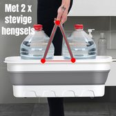 Allernieuwste seau de vadrouille pliable .nl® avec roues et 2 Cannes à pêche - Wit/ Grijs - Système de vadrouille pliable pour un Nettoyage efficace