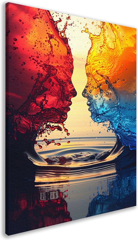 Gezichten wanddecoratie - Mens portret - Muurdecoratie Water - Wanddecoratie industrieel - Canvas schilderij woonkamer - Slaapkamer wanddecoratie canvas 60x90 cm