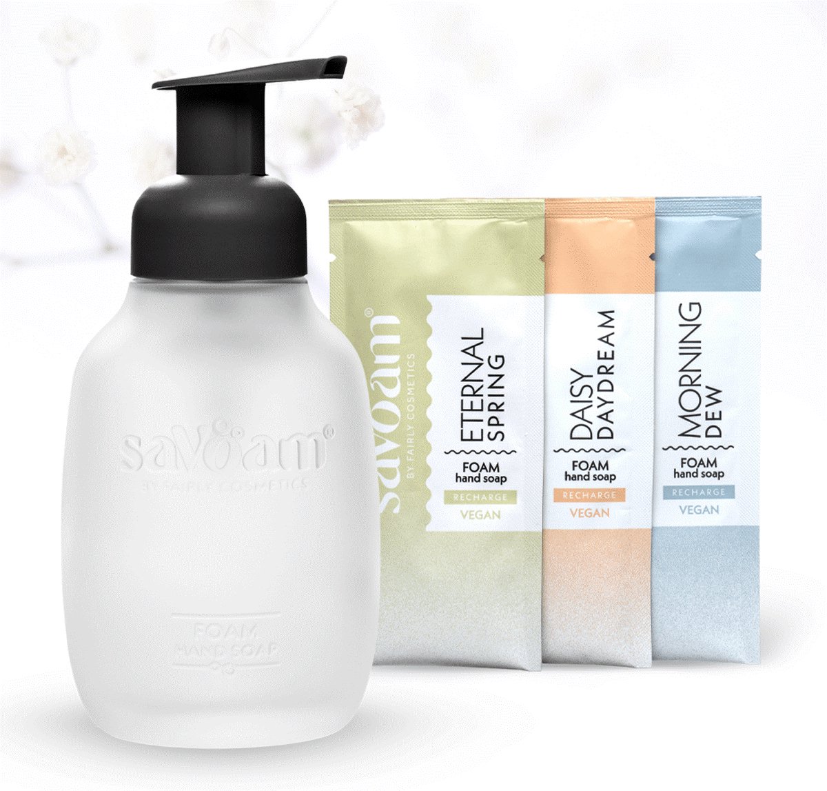 Goedkoopste Schuimende Handzeep - saVoam starterspakket - Navulling - 3 x 300 ml - Vegan - Zwart - Duurzaam - Hydraterend