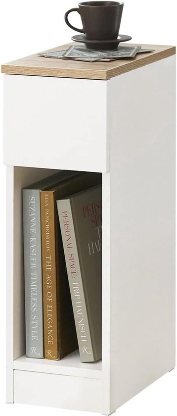 Nachtkastje Bijzettafel Sofa Salontafel 20x35x60cm FBT111-WN met Lade voor Woonkamer - Slaapkamer of Kantoor