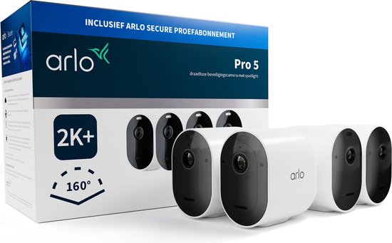 Arlo 2K Floodlight Camera – Draadloze buitencamera met 2K-resolutie, bekabeld, 160° groothoek, kleuren-nachtzicht, LED-verlichting, tweeweg-audio, sirene, inclusief Arlo Secure