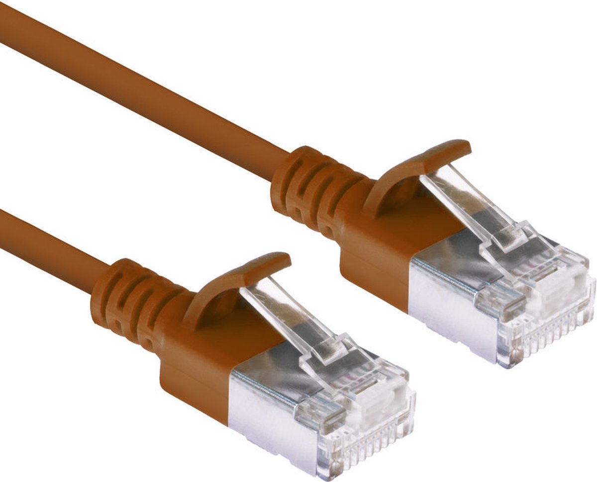 ACT DC7210 LSZH U/FTP CAT6A Datacenter Slimline Patchkabel Snagless | RJ45 Connectoren | Bruin | 10 meter