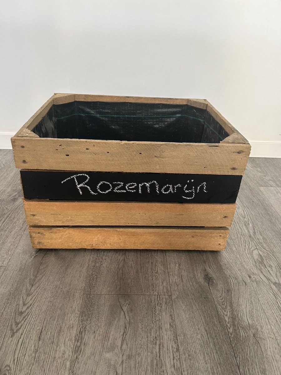 Moestuin kratje 50x40cm hoogte 30cm - schrijfbord en worteld